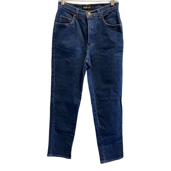 Style & Co Womens Size 8 Straight Leg Blue Jeans Solid Stretch JEANS Dark Wash - Picture 1 of 7